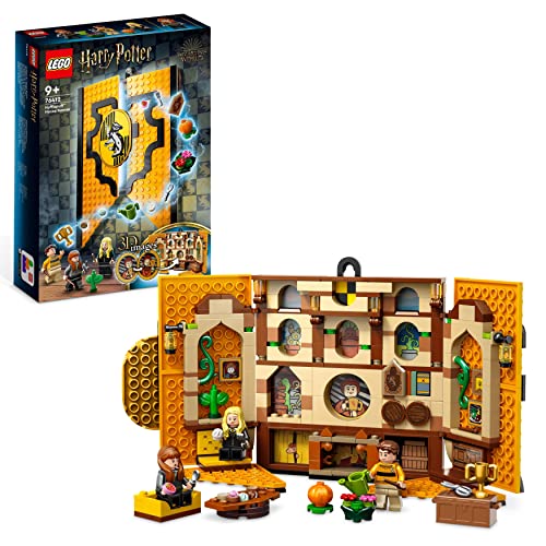 LEGO 76412 Harry Potter Hausbanner Hufflepuff, Hogwarts-Wappen und Gemeinschaftsraum-Spielzeug, 2in1-Reisespielzeug und Wand-Deko, Sammler-Set mit Cedric Diggory-Minifigur von LEGO