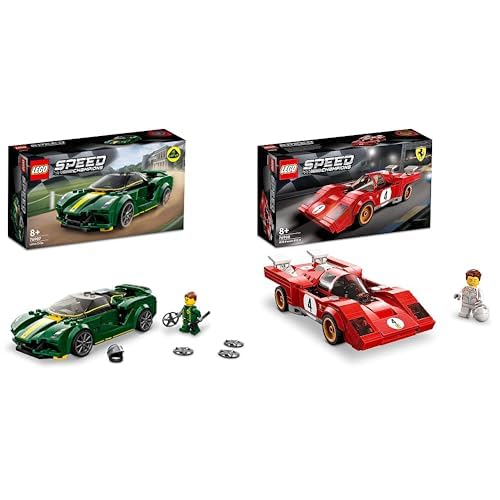 LEGO 76907 Speed Champions Lotus Evija Bausatz für Modellauto & 76906 Speed Champions 1970 Ferrari 512 M Bausatz für Modellauto, Spielzeug-Auto, Rennwagen für Kinder, 2022 Kollektion von LEGO