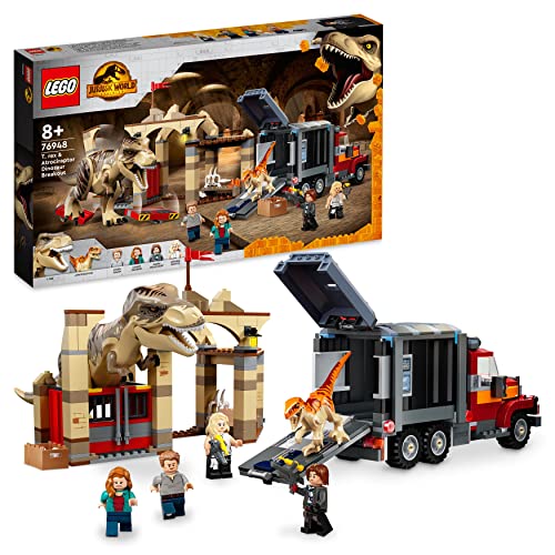 LEGO 76948 Jurassic World T. Rex & Atrociraptor: Dinosaurier-Ausbruch, Set mit LKW und 4 Minifiguren, Dinosaurier Spielzeug Geschenk von LEGO