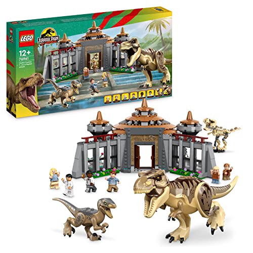 LEGO 76961 Jurassic Park Angriff des T. rex und des Raptors aufs Besucherzentrum, Dinosaurier Spielzeug für Kinder ab 12 Jahren von LEGO