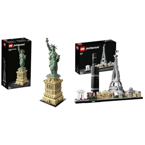 LEGO Architecture Freiheitsstatue, großes Set, Modellbausatz & Architecture Paris, Modellbausatz mit Eiffelturm, Champs-Élysées und Louvre-Modell von LEGO