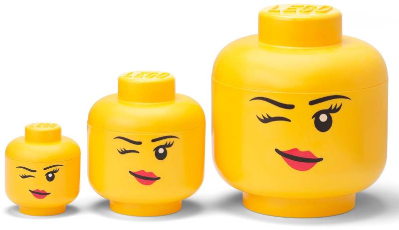 LEGO Aufbewahrungsbox Zwinkerndes Mädchen 3er-Pack, Gelb von LEGO