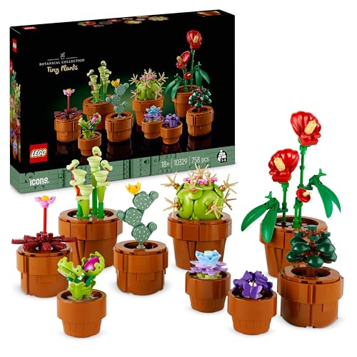 LEGO Botanicals Mini Pflanzen - 9 künstliche Blumen zum Bauen - Set für Erwachsene mit Terrakotta-Topf - Wohndeko aus der Botanik Kollektion - Geschenk für Frauen und Männer 10329 von LEGO