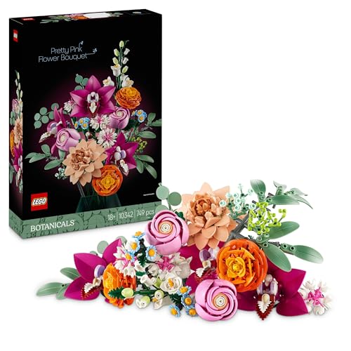 LEGO Botanicals Schöner Rosafarbener Blumenstrauß - Blumendeko - Bauset für Erwachsene - Dekorative Gänseblümchen, Kornblumen, Rosen und Holunderblüten zum Ausstellen - Geschenk zum Valentinstag 10342 von LEGO