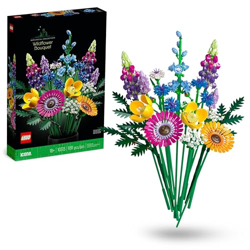 Lego Botanicals Wildblumenstrauß Set - Künstliche Blumen mit Mohn und Lavendel zum Basteln für Erwachsene - Geschenkidee für Heimdeko - Botanik Kollektion 10313 von LEGO