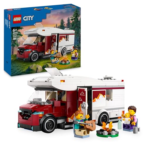 LEGO City Abenteuer-Wohnmobil - Wohnwagen Spielzeug für Jungen und Mädchen ab 6 Jahren - Inkl. 3 Minifiguren und Camping Zubehör - Geschenkidee zum Geburtstag und für die Feiertage 60454 von LEGO