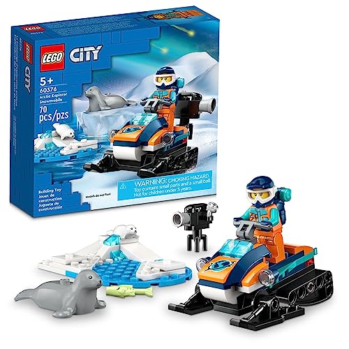 LEGO City Arctic Explorer Schneemobil 60376 Bauspielzeug-Set, Schneemobil Spielset mit Minifiguren und 2 Siegelfiguren für fantasievolles Rollenspiel, lustige Geschenkidee für 5-Jährige von LEGO