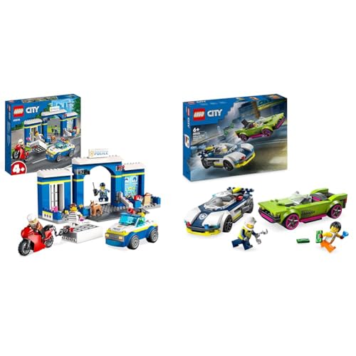 LEGO City Ausbruch aus der Polizeistation Spielset & City Verfolgungsjagd mit Polizeiauto und Muscle Car von LEGO