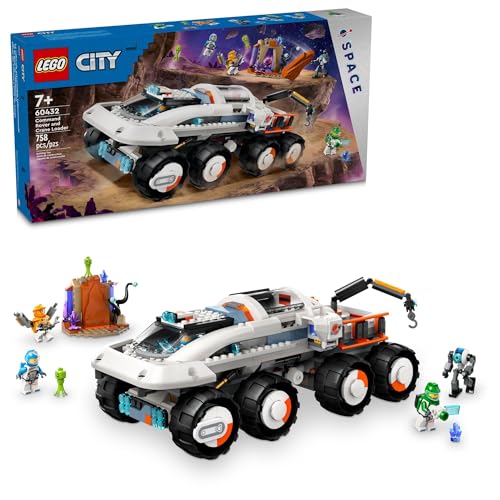 LEGO City Command Rover und Kranlader Weltraum Spielzeug Bauset 4 Astronauten Spielzeug Minifiguren Weltraumroboter 2 Alien Actionfiguren Geschenk für 7 Jahre alte Jungen Mädchen Kinder 60432 von LEGO