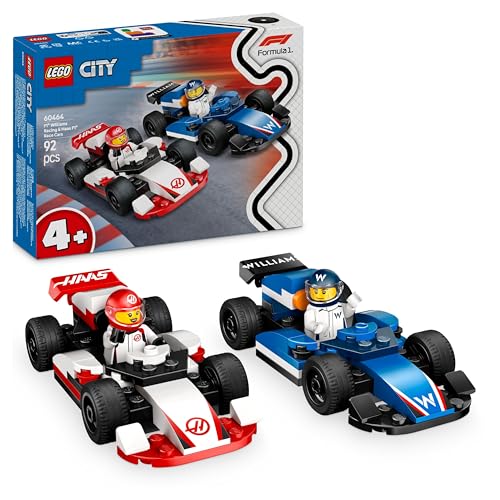 LEGO City F1 Williams Racing und Haas F1 Rennautos - Formel 1 Spielzeug mit baubaren Autos und 2 Rennfahrer Minifiguren - Kleine Geschenkideen für Jungen und Mädchen ab 4 Jahren 60464 von LEGO