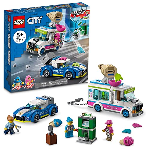 LEGO 60314 City La Course-Poursuite des Eiswagens, Spielzeugauto mit Polizei, inklusive 3 Minifiguren, für Jungen und Mädchen, ab 5 Jahren von LEGO