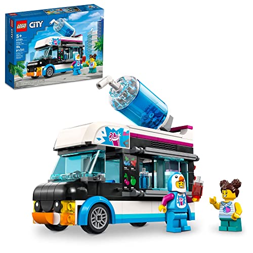 LEGO City Penguin Slushy Van 60384 - LKW Spielzeug für Kinder ab 5 Jahren - Fahrzeugbausatz mit Kostümfigur - Sommerserie - Geschenkidee für Jungen und Mädchen von LEGO