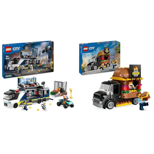 LEGO City Polizeitruck mit Labor, Polizei-Set mit Quad und LKW-Spielzeug für Kinder & City Burger-Truck, Bauset mit Spielzeug-Auto für 5-jährige Kinder von LEGO