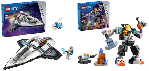 LEGO City Raumschiff & City Weltraum-Mech, Roboter-Bausatz für Kinder ab 6 Jahren, Set mit Actionfiguren-Spielzeug und Pilot-Figur, Geschenk für Jungs und Mädchen 60428 von LEGO