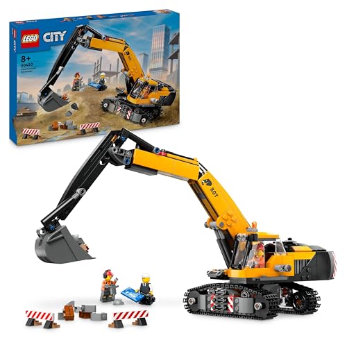 LEGO City Raupenbagger, Spielzeugbagger für Kinder ab 8 Jahren, Bauspielzeug mit Bagger-Modell, baubarer LKW mit Zubehör und 3 Minifiguren 60420 von LEGO