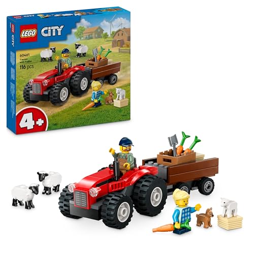 LEGO City Traktor mit Anhänger - Bauernhof Spielzeug mit Traktor & Tierfiguren - Montessori Spielsets für Jungen und Mädchen ab 4 Jahren - Geschenk mit 2 Minifiguren 60461 von LEGO