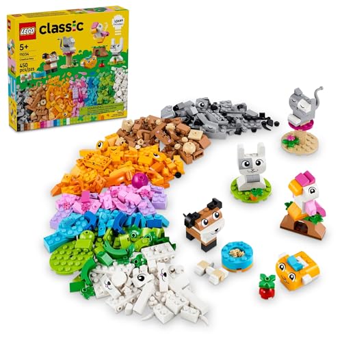 LEGO Classic Creative Pets Building Brick Animals Toy, Kids Build a Dog, Cat, Rabbit, Hamster and Bird, Gift for Animalloving Boys and Girls Aged 5 and Up, Great Build Together Toy, 11034 von LEGO