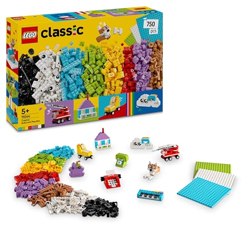 LEGO Classic Kreativset zum Bauen und Spielen - Set mit bunten Bausteinen - Baue EIN Haus, Hund, Löschauto, Klaviertastatur und Regenbogen - Bastelset für Jungen & Mädchen ab 5 Jahren von LEGO