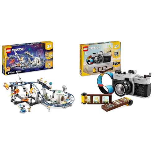 LEGO Creator 3-in-1 Weltraum-Achterbahn, Bausatz Einer Spielzeug-Kirmes mit funktionierenden Wägen & Creator 3in1 Retro Kamera Spielzeug mit 3 Modellen für Mädchen und Jungen von LEGO