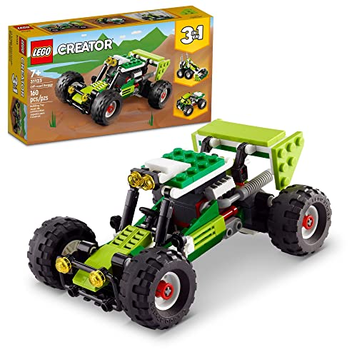 LEGO 31123 Creator 3-in-1 Buggy, Geländewagen, Lader, Bagger, Mountainbike, Spielzeug für Kinder, 3 Baufahrzeuge von LEGO