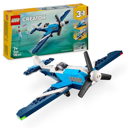 LEGO Creator 3in1 Flieger: Rennflugzeug Spielzeug - Umbaubar in Jet oder Hubschrauber Modell - Fahrzeug Bauset für Jungen und Mädchen ab 7 Jahren - Geschenkidee zum Geburtstag 31160 von LEGO