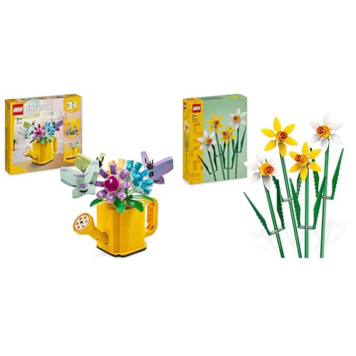 LEGO Creator 3in1 Gießkanne mit Blumen Set, Kinderzimmer-Deko, Baue eine Gießkanne & 40747 Creator Narzissen, Künstliches Blumen-Set für Kinder, präsentiere diesen Blumenstrauß von LEGO