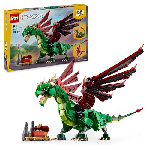 LEGO Creator 3in1 Grüner Drache - Spielzeug - Umbaubar in Spielzeug Seeschlange oder Phönix Figur - Bauspielzeug mit Tieren für Kinder - Geburtstagsgeschenk für Jungen und Mädchen ab 9 Jahren 31161 von LEGO