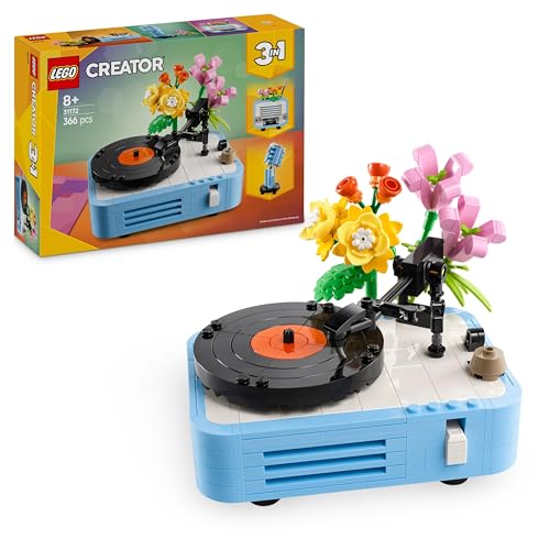 LEGO Creator 3in1 Plattenspieler mit Blumen - Spielzeug umbaubar in Radio oder Mikrofon - Musik Spielzeuge für Kinder - Kreative Geschenkidee für Mädchen und Jungen ab 8 Jahren 31172 von LEGO