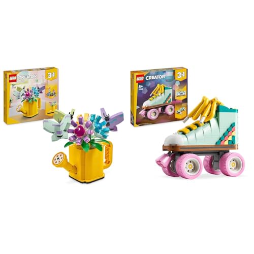 LEGO Creator 3in1 Rollschuh Spielzeug für Mädchen und Jungen & Creator 3in1 Gießkanne mit Blumen Set, Kinderzimmer-Deko von LEGO