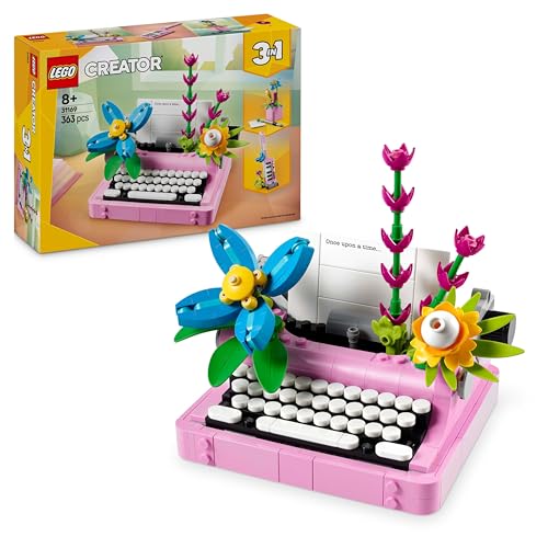 LEGO Creator 3in1 Schreibmaschine mit Blumen - Spielzeug umbaubar in EIN Keytar Modell oder einen Blumentopf mit Notizblock & Stift - Bauset - Geschenk für Mädchen und Jungen ab 8 Jahren 31169 von LEGO