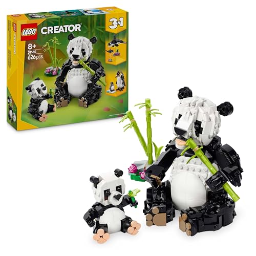 LEGO Creator 3in1 Wilde Tiere: Pandafamilie - Modell umbaubar in Spielzeug Schwertwal oder Pinguin Figur - Bauset für Kinder - Geschenkidee für Mädchen und Jungen ab 8 Jahren 31165 von LEGO