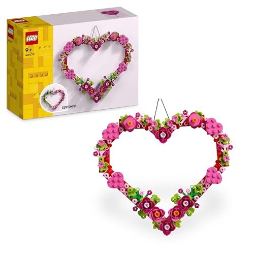 LEGO Herz-Deko Set, BAU-Spielzeug für Kinder, Mädchen und Jungen ab 9 Jahren, Dekoration fürs Kinderzimmer oder Wandzubehör, Geschenk-Idee zum Valentinstag, Muttertag oder Geburtstag 40638 von LEGO