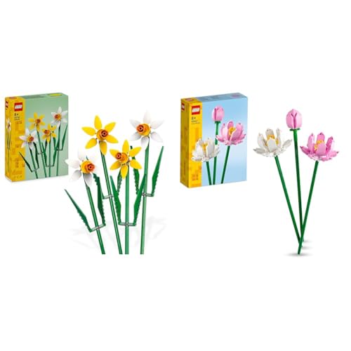 LEGO Creator Narzissen, Künstliches Blumen-Set für Kinder, Blumenstrauß Bausatz & Creator Lotusblumen, Blumenstrauß-Set mit 3 künstliche Blumen von LEGO