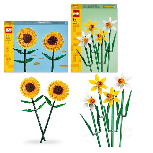 LEGO Creator Sonnenblumen- und Narzissen-Paket, Set mit künstlichen Blumen für Kinder, Geschenke für Mädchen, Jungen, 40524 + 40747 von LEGO