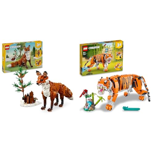 LEGO Creator Waldtiere: Rotfuchs, Tiere-Set mit Fuchs & 31129 Creator Majestätischer Tiger, Panda oder Fisch von LEGO