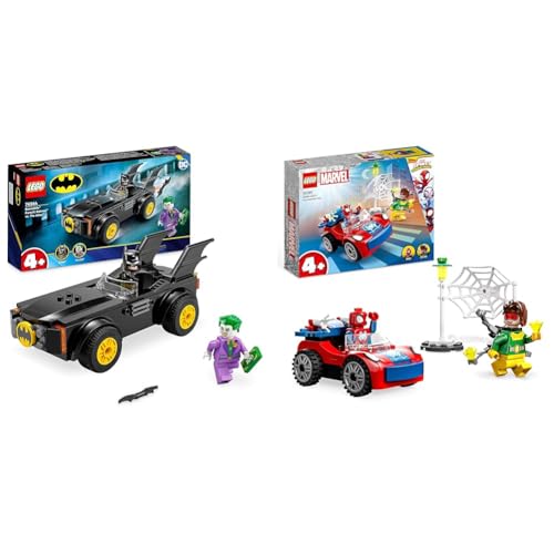 LEGO DC Verfolgungsjagd im Batmobile: Batman vs. Joker Spielzeugauto-Set & Marvel Spider-Mans Auto und Doc Ock Set, Spidey und Seine Super-Freunde von LEGO