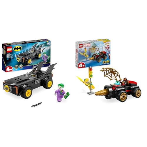 LEGO DC Verfolgungsjagd im Batmobile: Batman vs. Joker Spielzeugauto-Set & Marvel Spidey und Seine Super-Freunde Spideys Bohrfahrzeug Spielzeug von LEGO