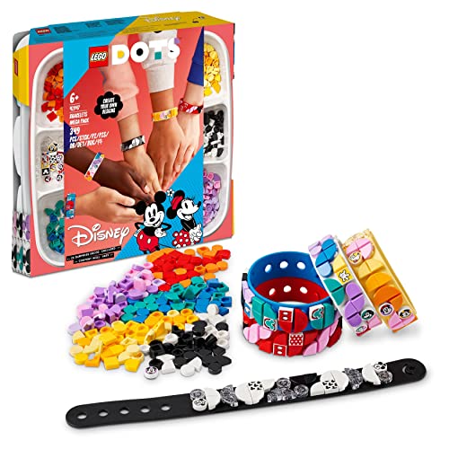 LEGO DOTS 41947 Disney Mickys Armband-Kreativset, 5-in-1 Bastelset, DIY Schmuckset für Kinder, Spielzeug mit Glitzer- und Minnie-Maus-Steinchen von LEGO