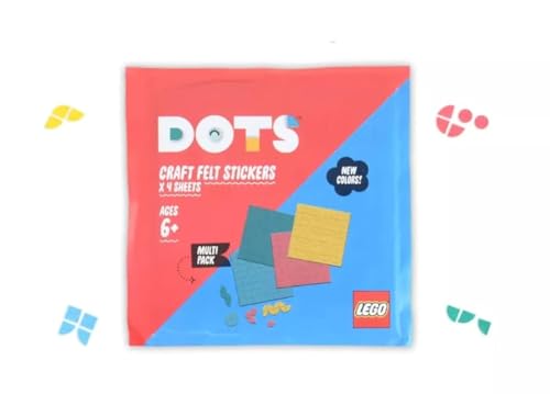 LEGO DOTS Filzaufkleber, 4 Stück, 6+ Multipack, Blau, Rosa, Gelb, lustiges Bastelgeschenk von LEGO