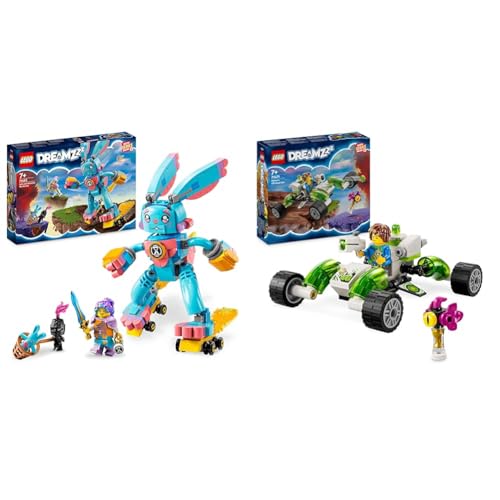 LEGO DREAMZzz Izzie und Ihr Hase Bunchu Set, Baubares Kaninchen-Spielzeug & DREAMZzz Mateos Geländeflitzer, Baue Strandbuggy oder Quadrokopter von LEGO