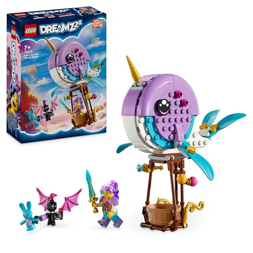 LEGO DREAMZzz 2-in-1 Izzies Narwal-Heißluftballon, Meerestiere-Spielzeug, Rette Bunchu vor einem Albgnom, wandlungsfähiges Wal-Spielzeug für Kinder, Geschenk für Mädchen und Jungs ab 7 Jahren 71472 von LEGO