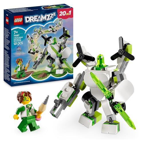 LEGO DREAMZzz Z-Blob's Roboter- und Fahrzeugabenteuer, 20-in-1 Spielzeug-Mech, für Mädchen und Jungen, Kinder ab 7 Jahren, Fantasy-Spielset mit der Minifigur Mateo, 20 Versionen von Z-Blob 71487 von LEGO