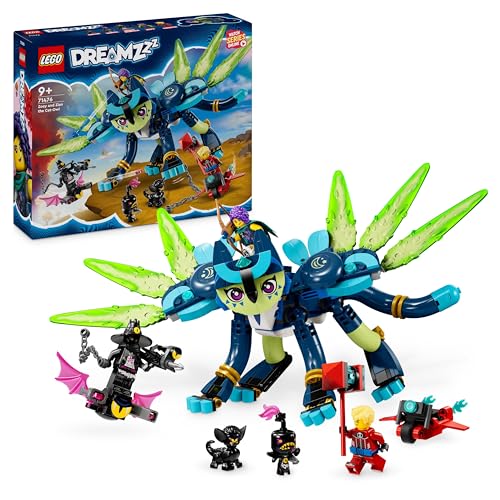 LEGO DREAMZzz 2-in-1 Zoey und die Katzeneule Zian, Actionfiguren-Set mit Spielzeug-Katze für Kinder, Enthält baubares Fabelwesen, Figure und Nachtjäger, Geschenk für Kinder ab 9 Jahren 71476 von LEGO