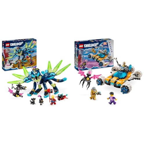 LEGO DREAMZzz Zoey und die Katzeneule Zian, Actionfiguren-Set mit Spielzeug-Katze & DREAMZzz Der Weltraumbuggy von Mr. Oz, Set mit Spielzeug-Auto oder Space Shuttle von LEGO