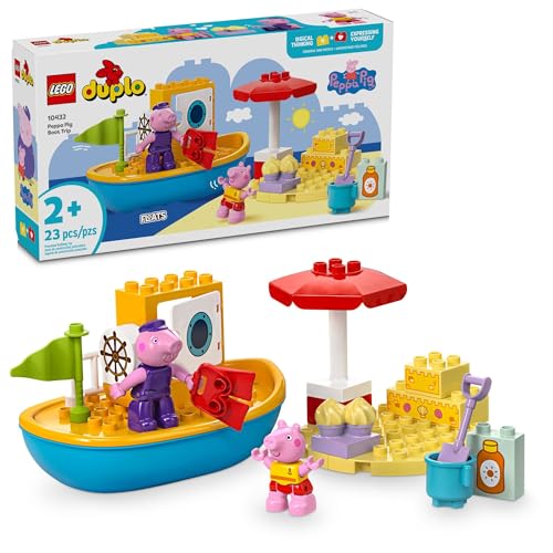 LEGO DUPLO 10432 Peppa Pig Bootsausflug Badespielzeug, Baustein-Lernset für Vorschulkinder mit 2 Peppa Pig Figuren enthalten, Wasserspielzeug Geschenkidee für Kleinkinder ab 2 Jahren von LEGO