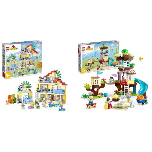 LEGO DUPLO 3-in-1-Familienhaus, Puppenhaus aus Bausteinen mit Push&Go Auto & DUPLO 3-in-1 Baumhaus Spielzeug für Kleinkinder ab 3 Jahren von LEGO