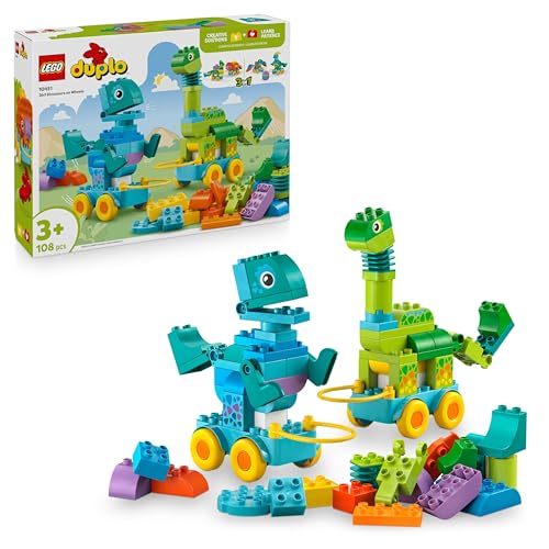 LEGO DUPLO Dinos auf Rädern 3-in-1-Set - Lernspielzeug für Jungen & Mädchen ab 3 Jahren - Diplodocus und T. Rex, Triceratops & Stegosaurus oder Pteranodon & Parasaurolophus Dinosaurier Figuren - 10451 LEGO DUPLO Dinos auf Rädern 3-in-1-Set - Lernspielzeug für Jungen & Mädchen ab 3 Jahren - Diplodocus und T. Rex, Triceratops & Stegosaurus oder Pteranodon & Parasaurolophus Dinosaurier Figuren - 10451 von LEGO