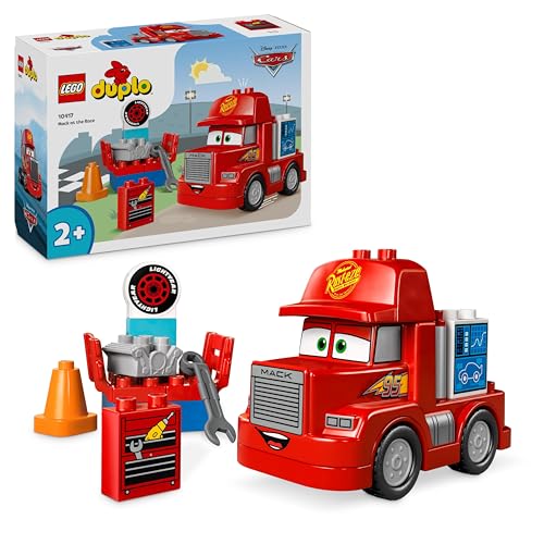 LEGO DUPLO | Disney and Pixar’s Cars Mack Truck beim Rennen, Auto-Set mit LKW-Spielzeug für Kleinkinder ab 2 Jahren, Geschenk für 2-Jährige, die den roten Abschleppwagen aus dem Film lieben 10417 von LEGO