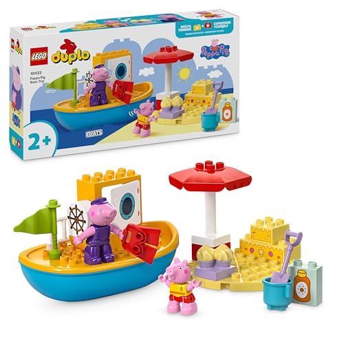 LEGO DUPLO Peppas Bootsausflug: Spielset mit Spielzeugboot zum Bauen und Umbauen mit 2 Figuren, kreatives Spielzeug, Geschenk-Idee für Kinder ab 2 Jahren, Jungen und Mädchen 10432 von LEGO