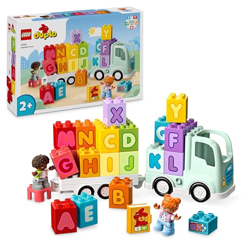 LEGO DUPLO Town ABC-Lastwagen, Lernspielzeug für Kleinkinder ab 2 Jahren, ABC-LKW-Spielzeug mit Anhänger und Buchstaben-Steinen, plus Figuren eines Jungen und eines Mädchens, Geschenk für Kinder 10421 von LEGO